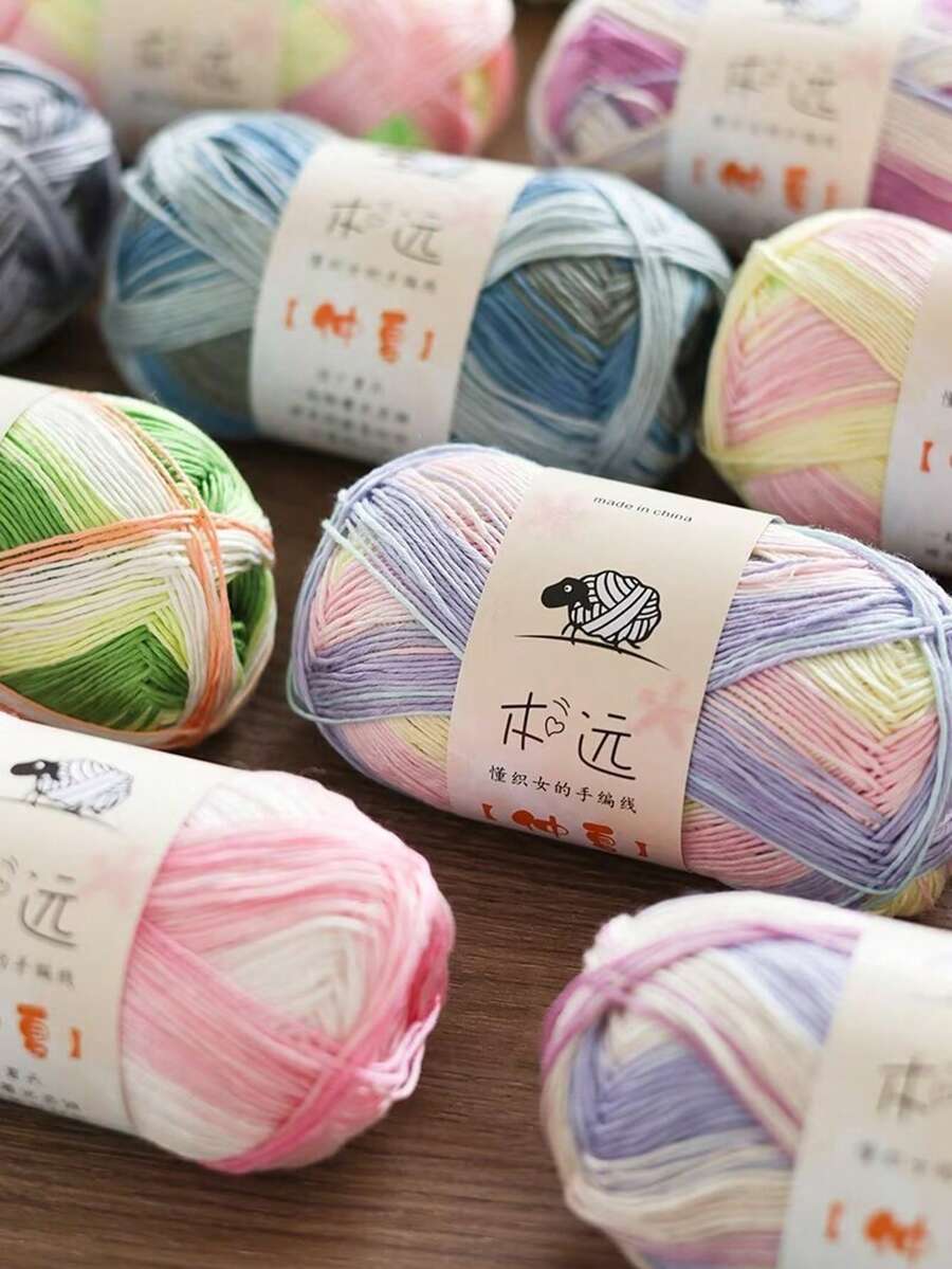 3pcs Gradient Dye Lace Yarn, Bamboo Fiber Yarn Breathable Crochet Yarn, Summer Linen Blend Medium Fine Bamboo Charcoal Thread, Soft Knitting Yarn For Scarves, Cardigans, Autumn Summer Tops, Hats, Sweaters & Shawls DIY Craft Christmas Decoration - Multicolor - View 1