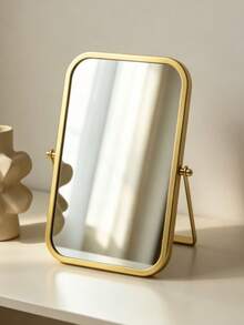 Elegant Luxury Style Oval Desktop Vanity Mirror, Nordic Creative Metal Frame, Bottom Storage Tray For Lipstick, Cosmetics, Jewelry, Fragrance, Makeup Brushes, Aromatherapy Products, Polished Glass Mirror Surface - Multicolor - View 14