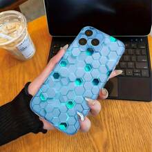 Fashionable, Tpu Phone Case, Hexagon Pattern, Compatible With Iphone 13 14 15 16 17 And Models - Clear - View 1