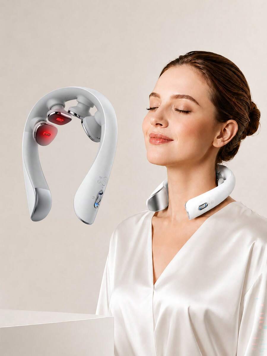 SKG K5-3 Pro Red Light Vibration Heating Neck Massager, Wireless Charging Wearable, 9-Level Pulse, 5 Massage Modes, App Control, Suitable For Home, Office, Travel, Unisex Gift