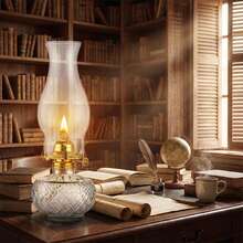 amanigo Transparent Glass Oil Lamp, Retro Hurricane Kerosene Lamp With Adjustable Flame, Decorative Oil Lamp Suitable For Indoor, Farmhouse, Cabin, Camping, Power Outage Emergency Lighting And Vintage Home Decor - 1PC - View 8