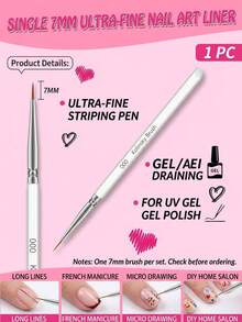 3er Set Nagelkunst Liner Pinsel, Ultra-Feine Linien Stifte (7/9/11mm) für UV Gel Nagellack, Transparente Griff Detail Liner Pinsel, geeignet für lange Linien, French Manicure, Mikro Malerei und DIY Heim Salon Nagelkunst Design Werkzeuge - Verschiedenfarbig - Übersicht 14