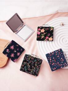 1PC British Country Style Portable Vanity Mirror, Foldable Lightweight Ultra-Thin Convenient Hand Mirror, Durable PU Leather, Suitable For Multiple Occasions And All People, Foldable Square Small Mirror, Pocket Mirror, Fresh Floral Rose Pattern Design, Exquisite And Delicate, Foldable Structure, Durable And Reliable, Drop-Resistant, Easy To Carry, Handheld Makeup Mirror, 180° Flip Cover, Multi-Functional - Multicolor - View 2
