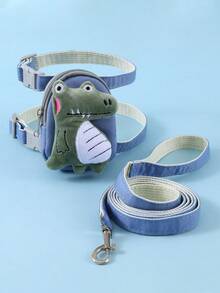 Cute 3D Plush Dinosaur Pet Harness & Leash Set, Adjustable Strap, With Storage Backpack And Keychain Pendant, Suitable For Small To Medium Cats And Dogs, Outdoor Pet Supplies - Multicolor - View 6