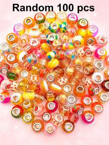 10/100/500 peças Contas Europeias de Aço Multicoloridas de 14 mm, Contas de Furo Grande para Pendentes e Pulseiras em Lote para Fabrico de Joias, Contas Espaçadoras Decorativas de Vidro Murano para Artesanato e Estacas de Jardim (Cores Mistas) - Multicolorido - Ver 26