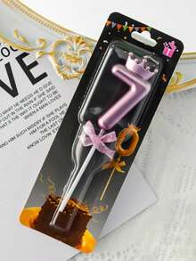 3D皇冠蝴蝶結0-9數字生日蛋糕蠟燭，生日派對裝飾插蠟燭 - 粉色 - 查看 14
