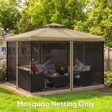 Outsunny Replacement Mosquito Netting For Gazebo 10' X 13' Black Screen Walls For Canopy With Zippers For Parties And Outdoor Activities, Khaki - Khaki - View 1