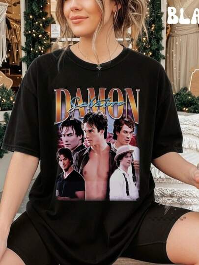 Men T Shirt Men's Clothing Men's Summer Suit Street Style Sportswear Men Polo Shirt Men's Summer Clothing Damon Salvatore Imitation Shirt| Vampire-Style Pattern T Shirt| Mysterious Waterfall Style Shirt| Retro TV Fan T Shirt|  Shirt T Shirt Men's Jacket Universal Model Father's Day Summer Fun T Shirt