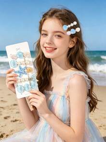 5 piezas Clips de pelo con tema oceánico, Clips de pelo con forma de concha de sirena y estrella de mar, Accesorios de moda para el cabello para niñas, Adecuado para vacaciones en la playa, uso diario, artículos esenciales para vacaciones - Multicolor - Ver 2