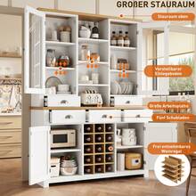 Multifunctional Cabinet With Anti-Tip Lock, Stand Cabinet For Kitchen And Living Room With Glass - 白色 - 查看 10