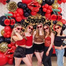 109pcs Leopard Print Party Decorations - Leopard Print Cherry Balloon Arch Set - Black And Red Leopard Print, Cherry Red Lip-Shaped Balloons - Suitable For Bridesmaid Birthday, Birthday Party, Baby Shower And Bachelorette Party - View 4