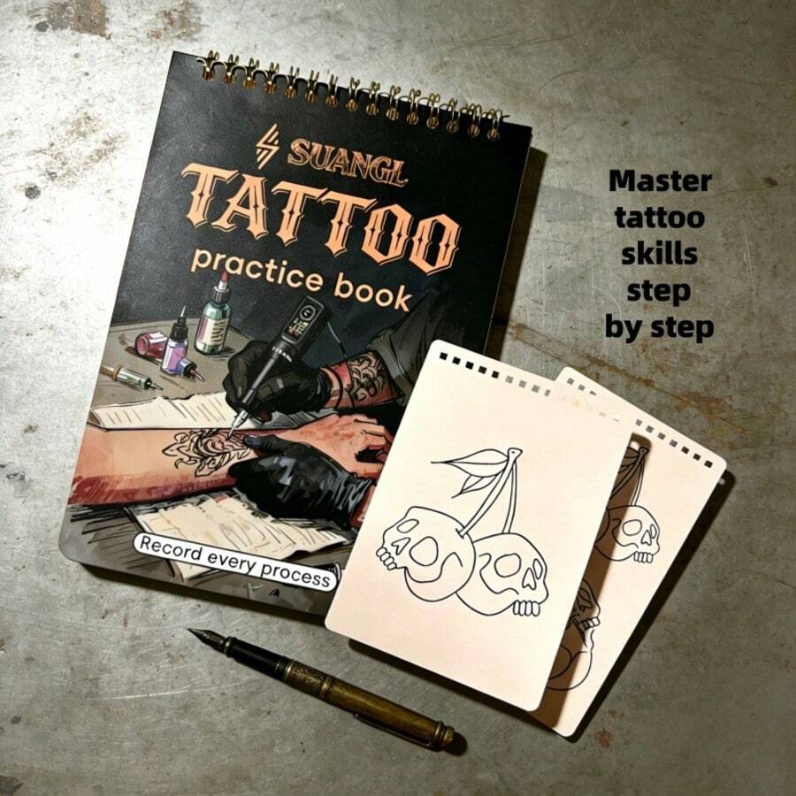 Tattoo Practice Skin Notebook 4 Sheets 2mm Soft Silicone Fake Skin Step-By-Step Tattoo Training Supplies - Multicolor - View 1
