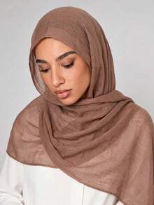 1 buah Jilbab Wanita Viscose Cokelat Muda, Jilbab Lembut Bertepi Lebar, Jilbab Serbaguna Pelindung Matahari, Cocok untuk Pemakaian Sehari-hari - Warna Kari Muda - View 5
