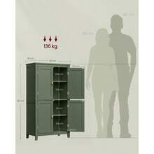 Bathroom Cabinet, Bathroom Cupboard, Kitchen Cabinet, With 4 Doors, Adjustable Shelves, 30 X 60 X 110 Cm, White MBBC552P31 - 白色 - 查看 6