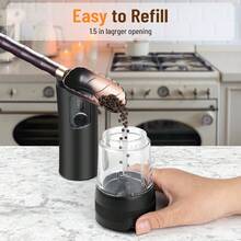 Electric Salt And Pepper Grinder Set – Rechargeable Salt Grinder With LED Power Display – Automatic Pepper Grinder With Storage Base – Pepper Grinder With Kitchen Light - Multicolor - View 5