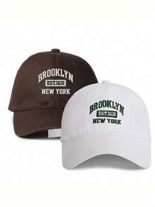 BONNY BOOM 1/2/3件刺繡字母 BROOKLYN EST.1631 NEW YORK 棒球帽，女款卡車帽，男款可調節尺寸帽子，輕量防曬帽，多功能棒球帽，適合夏季戶外運動、日常穿著、海灘派對、旅行度假，中性款，Y2K風格，送給朋友、返校、萬聖節、聖誕節、婚禮、母親節、父親節、老師、學生的完美禮物 - 彩色 - 查看 4
