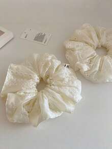 2件組女款白色蕾絲花卉軟質高彈力大腸圈髮飾髮圈，適合日常使用、居家、學校、海灘度假、上班通勤、派對、假期、生日禮物、返校季、大學風、新年、情人節、母親節禮物、婚禮季新娘、音樂節，春夏秋冬四季適用 - 彩色 - 查看 4