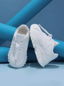 1 par de zapatillas blancas para niñas, elegantes, antideslizantes y resistentes al desgaste, el mejor regalo para niños - Blanco - Ver 7
