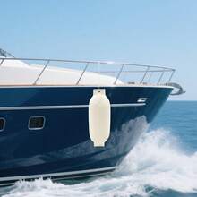 68*21cm White Inflatable Ribbed Boat Fenders, Durable Marine Anti-Collision Docking Bumpers, Portable Inflatable Hull Protection Cushion For Yacht, Fishing Boat, Rib Boat Mooring And Marina Docking Use - 白色 - 查看 3