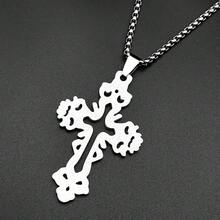 Hollow Gothic Punk Religious Jesus Cross Pendant Necklace, Unisex, Gold/Silver, Hip Hop Men's Chain Jewelry Gift - Necklace - View 6
