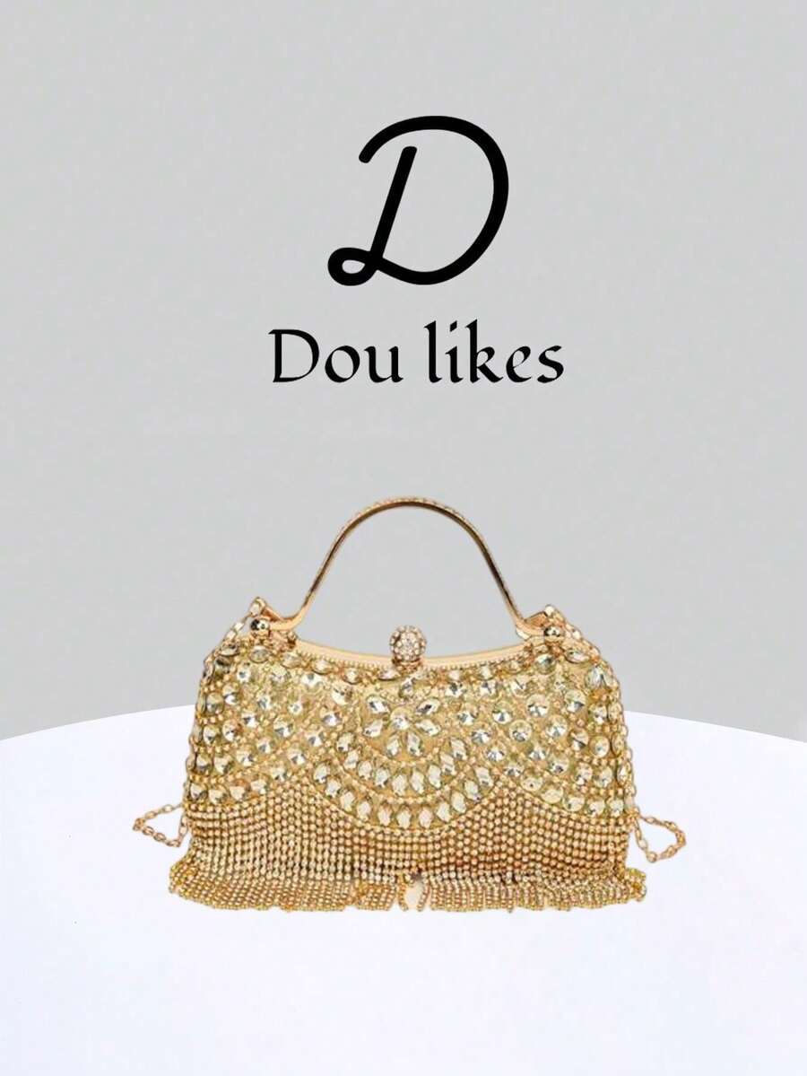 Women's Handbag With Sparkling Crystal Embellishments And Gemstone Hardware, Suitable For Weddings, Parties, Galas, Valentine's Day Gifts, And Birthday Presents. - 金色 - 查看 1