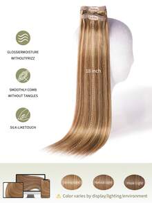 DNE HAIR 7件組夾式真人髮片 120G P4/27 中棕色與金髮雙層隱形夾式Remy髮片 無縫柔軟髮尾 防掉髮 可重複使用 適合細髮 沙龍日常婚禮派對造型 女士與女孩適用 - S4/27 - 查看 8