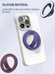 1pc Magnetic Minimalist Silicone Phone Ring Holder, Solid Color Magnetic Phone Grip Stand, Compatible With Apple And Android Phones, Some Models Require Magnetic Ring Accessory (Includes Magnetic Ring) - Multicolor - View 5