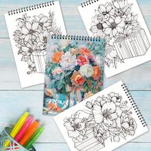 Tlenpo 3pcs/1set, Adult Coloring Book With Flower, Animal, Street Scene Patterns - 1 Book With 30 Pages, 11.2 X 8.3 Inches, For Stress Relief, Anxiety And Other Emotions, Holiday Gift, Back To School Gift, Christmas Gift, Halloween Gift, Perfect Choice For Many Holiday Gifts (Accessories Not Included) - B - View 5