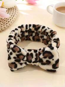 1/3pcs Leopard Print Large Bow Headband Set, Includes Splash-Proof Face Washing Headband, Soft And Washable, Suitable For Face Washing, Yoga And Sports - Multicolor - View 13