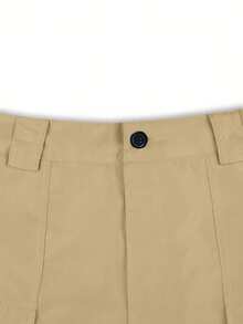 Women's Solid Color Casual Versatile Multi-Pocket Cargo Shorts Summer - Khaki - View 5
