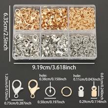 250pcs/Box DIY Jewelry Findings Assortment Including Lobster Clasps, Crimp Ends, Jump Rings, Open Connectors, Tongue Buckles, Key Rings, End Caps, Leather Cord Clamps, Etc. For DIY Bracelets, Anklets, Necklaces, Bag Charms, Jewelry Making Accessories - Accessory Set - View 4