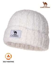 CAMEL CROWN Women's Knitted Knit Hat, Winter Warm Windproof Beanie, Autumn/Winter Face-Covering Small Knitted Hat - White - View 2