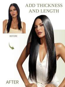 DNE HAIR 7件組 120g 1B# 自然色雙層隱形夾式接髮片，Remy髮，無縫柔軟厚髮尾，防脫落可重複使用，適合細髮，適用於沙龍、日常、婚禮、派對造型，女性用 - S1B - 查看 6
