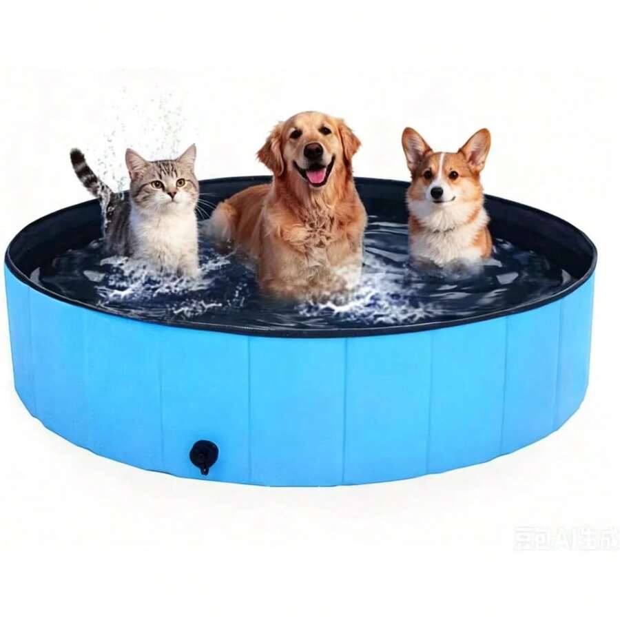 Reversible Stackable Thickened Pet Swimming Pool, Large Capacity Portable, Suitable For Indoor And Outdoor Use (Drain Hole Position Varies By Model, Image Shown For Reference Only) - Multicolor - View 1