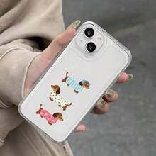 1PC Dachshund Pattern Transparent Space TPU Full Coverage Phone Case - Multicolor - View 3