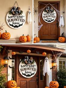 3D Halloween Door Hangings, Sweet Haunted House Signs, Bat Front Door Decorations, Halloween Wreaths, Porch Decorations, Halloween Signs, Bat-Themed Gifts - Bat Wreath - View 11