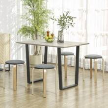 Set Of 4 Dining Stools, Round Stackable Stools, Linen-Look Kitchen Stools, Upholstered Stools For Dining Room, Living Room, Kitchen, Grey - Grey - View 9