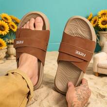 Adjustable Hook And Loop, Breathable, Shock-Absorbing, Soft And Comfortable Slippers For Men And Women, Suitable For Daily Wear And Play In Summer. - Classic Mocha Yellow - View 6