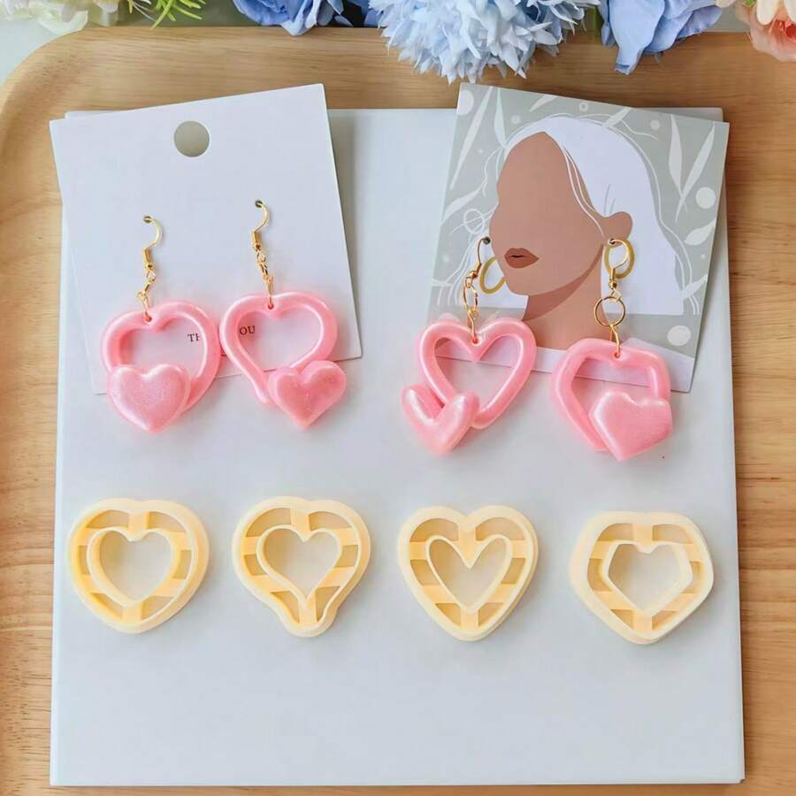 1 buc. Cutter pentru argilă polimerică în formă de inimă cu două straturi, matriță mini goală de înaltă precizie pentru fabricarea de bijuterii DIY, cercei și pandanturi handmade - Portocale - Vizualizare 1