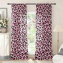 2pcs Purple Pink Leopard Print Lightweight Semi-Sheer Curtains, 90GSM Semi-Sheer Privacy Protection, Rod Pocket Installation, Quick Dry Fade-Resistant, Lightweight Washable, Suitable For Home, Room, Kitchen Decor And Space Partition - Multicolor - View 8