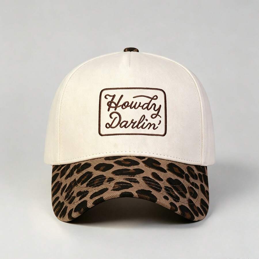 1pc K2k Dual-Color "Howdy Darlin'" Embroidered Letter Women's Adjustable Hat, UV Protection Sun Hat, Suitable For Daily Casual, Party, Travel, Holiday Gift, Best Gift For Mom And Lover