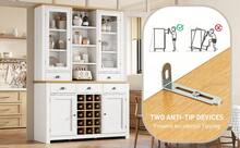 Multifunctional Cabinet With Anti-Tip Lock, Stand Cabinet For Kitchen And Living Room With Glass - 白色 - 查看 11