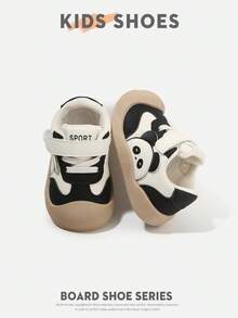 1 Pair Infant Toddler Cartoon Low-Top Hook & Loop Flat Sole Cute Style Sneakers For Daily Wear And Outfits [Select By Actual Cm Inner Length] - Black - View 4