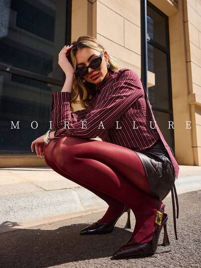 MOIRÉALLURE 1pc Solid Color Suitable For Daily Life Basic Tights