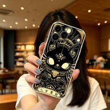 手机壳:适配 iPhone17 16 15 14 13 12 11 proPro Max系列 福猫招财图案 男女高级感 - ブラック - チェックする 2
