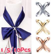 1PC Gold/Silver Plated Scarf Buckle Multi-Purpose Cross Hollow Smooth Scarf Shawl Buckle - Gold - View 13