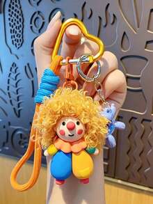1pc Cartoon Curly Hair Clown Keychain Pendant Fluffy Doll Bag Charm Small Gift Key Ring - Fashionable Versatile - Clown Style - Exquisite Gift - Multicolor - View 5