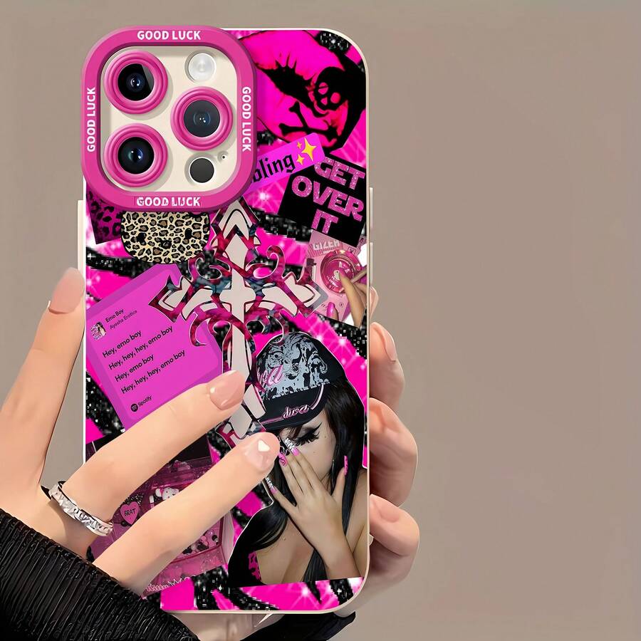 Collage emo de  rosafunda de teléfono Fundas compatibles con ,Apple,VIVO,OPPO,,, y Honor.Fabricadas en silicona TPU,ofrecen protección contra golpes y caídas. - Blanco - Ver 1