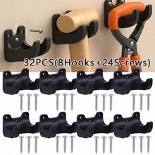 32pcs Garden Tool Rack Organizer, Compatible With Most Gardening And Yard Equipment, Includes 8 Hooks And 24 Screws, 35mm Diameter Fits Broom/Shovel/Rake Compatible With Long Handle Tools And Other Tool Hooks, Screw Fixed - Multicolor - View 10