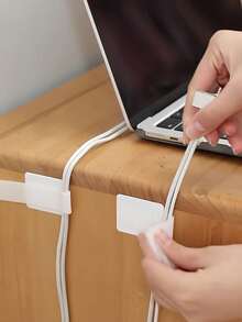 20pcs Reusable White Self-Adhesive Nylon Cable Clips, Strong Adhesive Backing Cable Management Straps, Suitable For Home, Office, Car, Studio Cable Organization And Tidy Wire Management - White - View 2